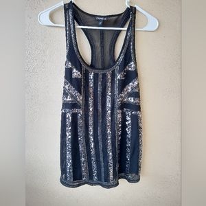 Express brands small Silver sequined racerback tank top